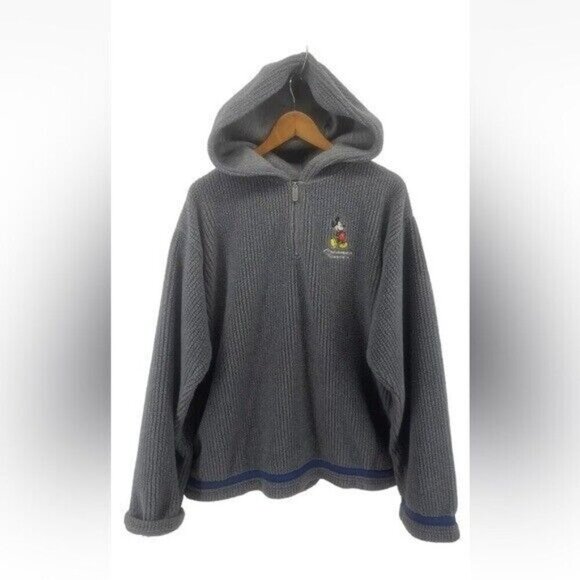 Visions Resortwear Men's Hooded Sweater Sz XL Mickey Mouse Orlando Florida Gray - Picture 3 of 11